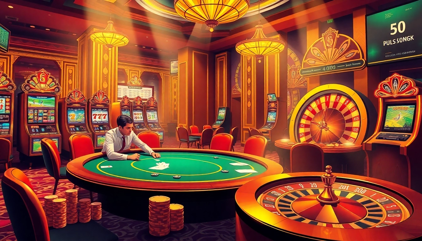 Kèo nhà cái 5 betting action at a luxurious casino table with poker chips and a roulette wheel.