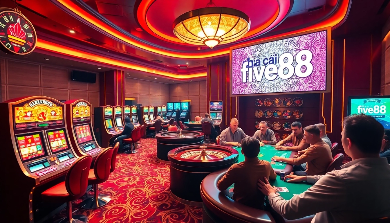 Intense gameplay experience at nhà cái five88 with vibrant gaming tables and engaged players.