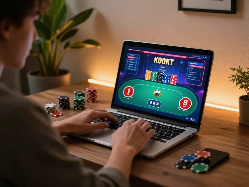 Players enjoying RR88 online gaming, showcasing a dynamic poker interface and responsible gambling.