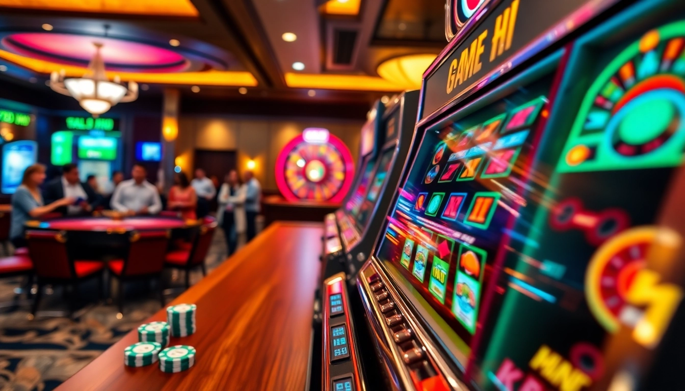 Engaging game nổ hũ slot machine spinning reels with lively jackpot animation and betting chips