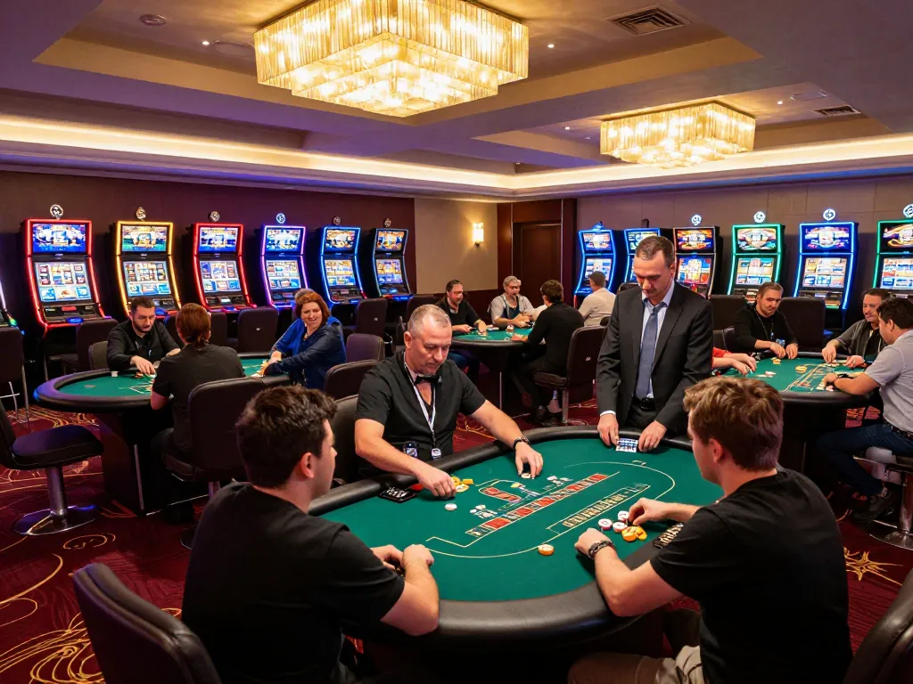 Players at a table in a reputable casino, showcasing nhà cái uy tín tr88 gameplay experience in vibrant atmosphere.