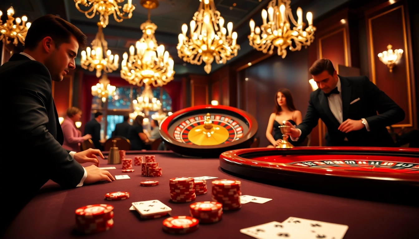 S8 casino scene with a luxurious poker table, vibrant chips, and a spinning roulette wheel.