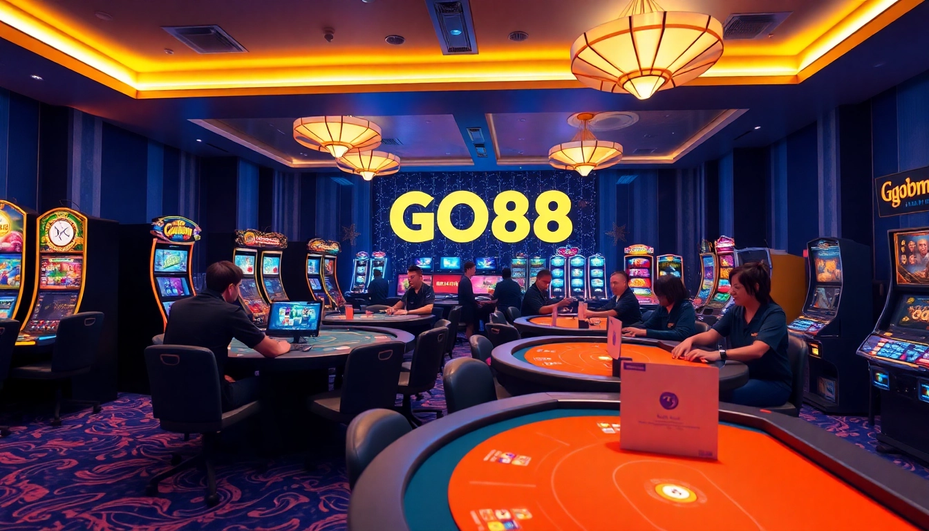 Exciting scene from the GO88 gaming platform showcasing diverse games and a vibrant atmosphere.