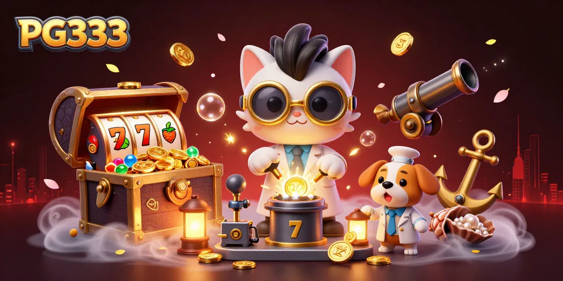 Play online with PG333 featuring a whimsical lab scene illustrating the thrill of casino gaming.