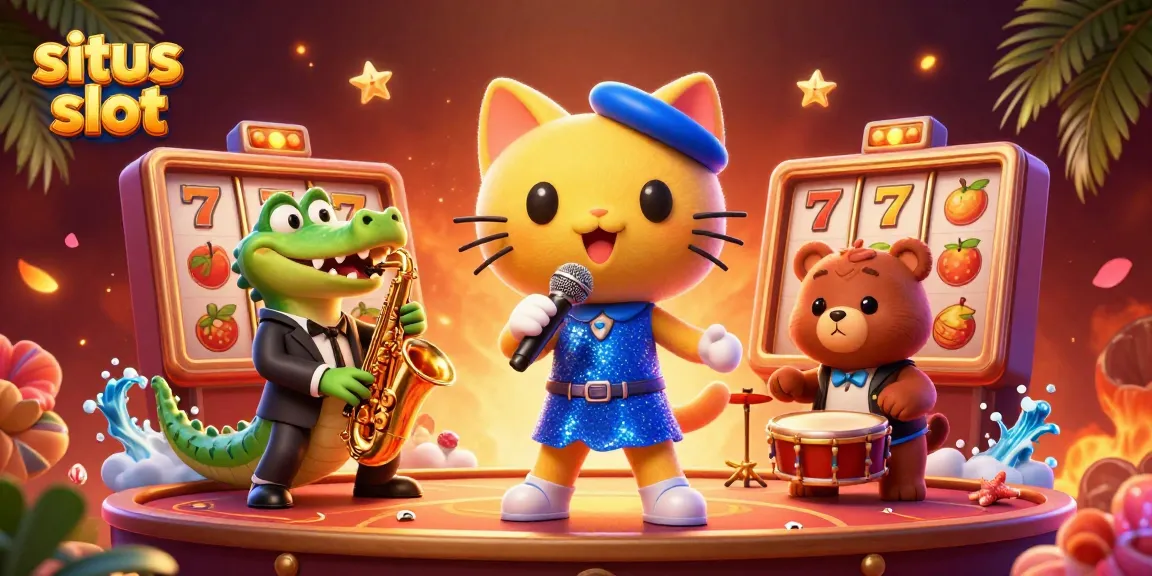 Experience the excitement of situs slot with vibrant characters in a casino stage
