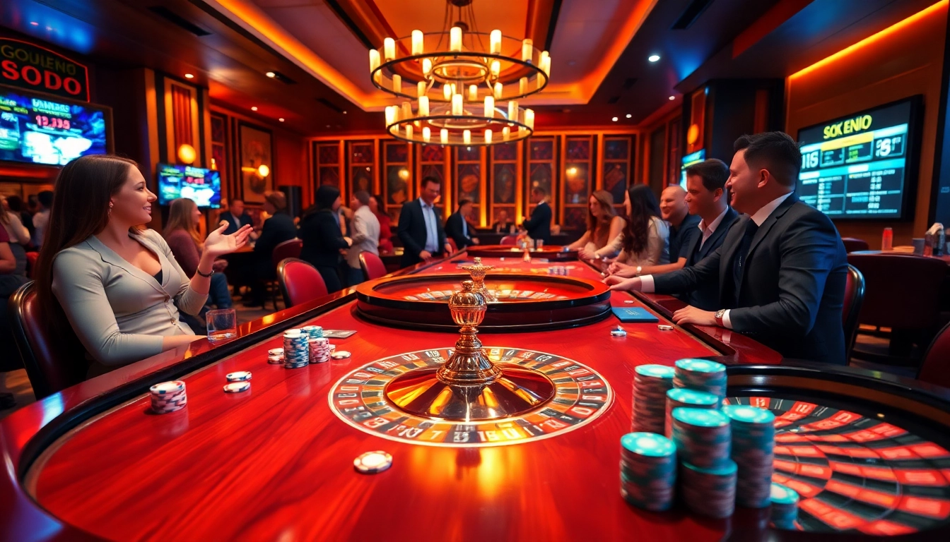 SODO-themed vibrant casino gaming scene with engaging players and polished casino tables.