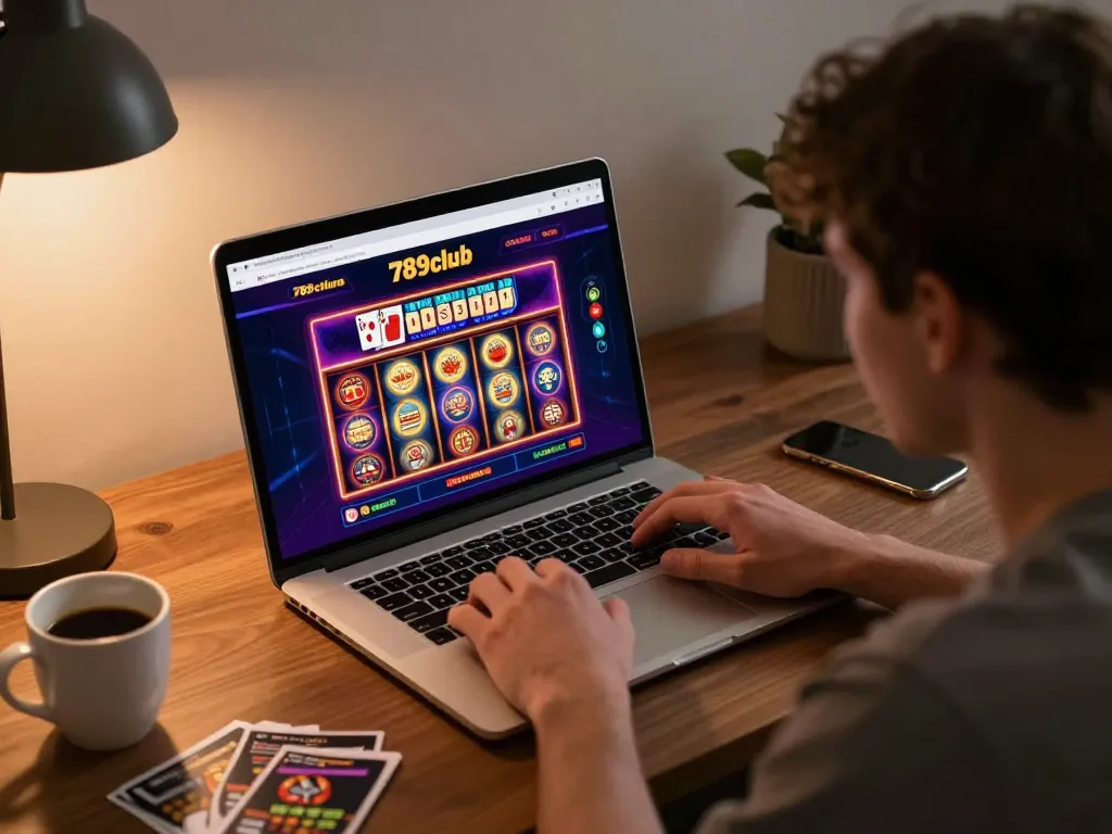 Enjoying a game on 789club's online platform from a cozy home setup, highlighting strategic gameplay and user engagement.