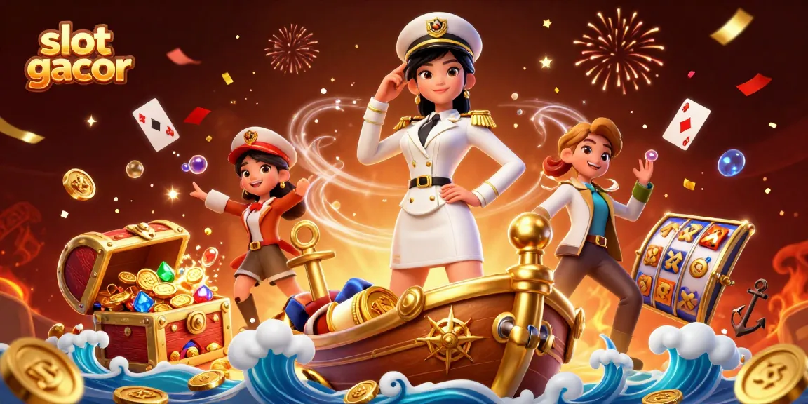 Immerse in the thrill of slot gacor with vibrant 3D illustration featuring dynamic gaming elements and captivating underwater treasures.