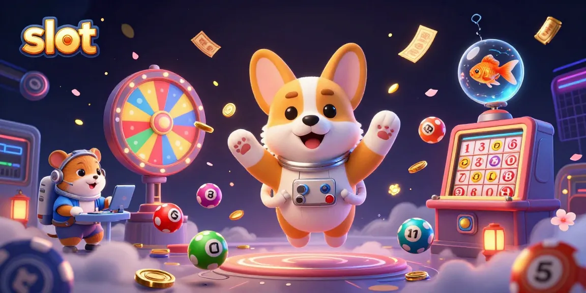 Experience slot excitement in this dynamic 3D illustration with vibrant characters and gaming elements.