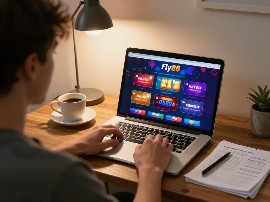 Engaging gameplay at home with Fly88 online casino on a laptop
