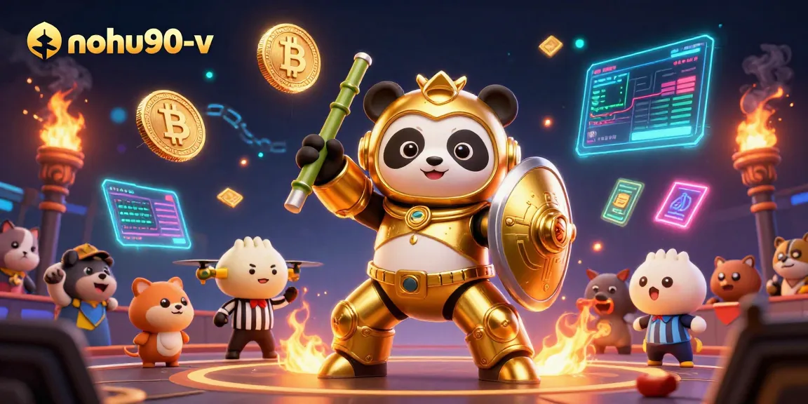 Noh90-v offers exciting slots gameplay, featuring vibrant 3D visuals and dynamic cryptocurrency elements.