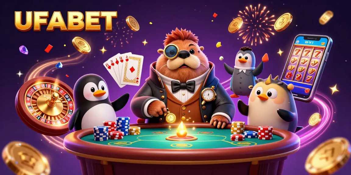 Experience the excitement of UFABET with cartoon characters playing poker under the sea surrounded by sparkling gems.