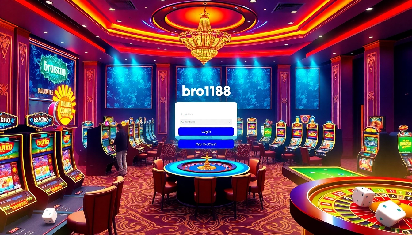 Engaging players at a virtual casino showcasing the bro138 login interface with vibrant gaming elements.
