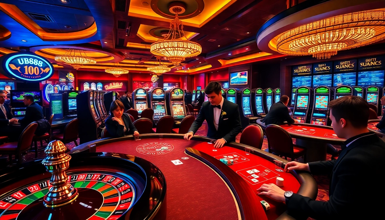 Players enjoying an engaging uu8888 gambling experience at a luxurious casino.