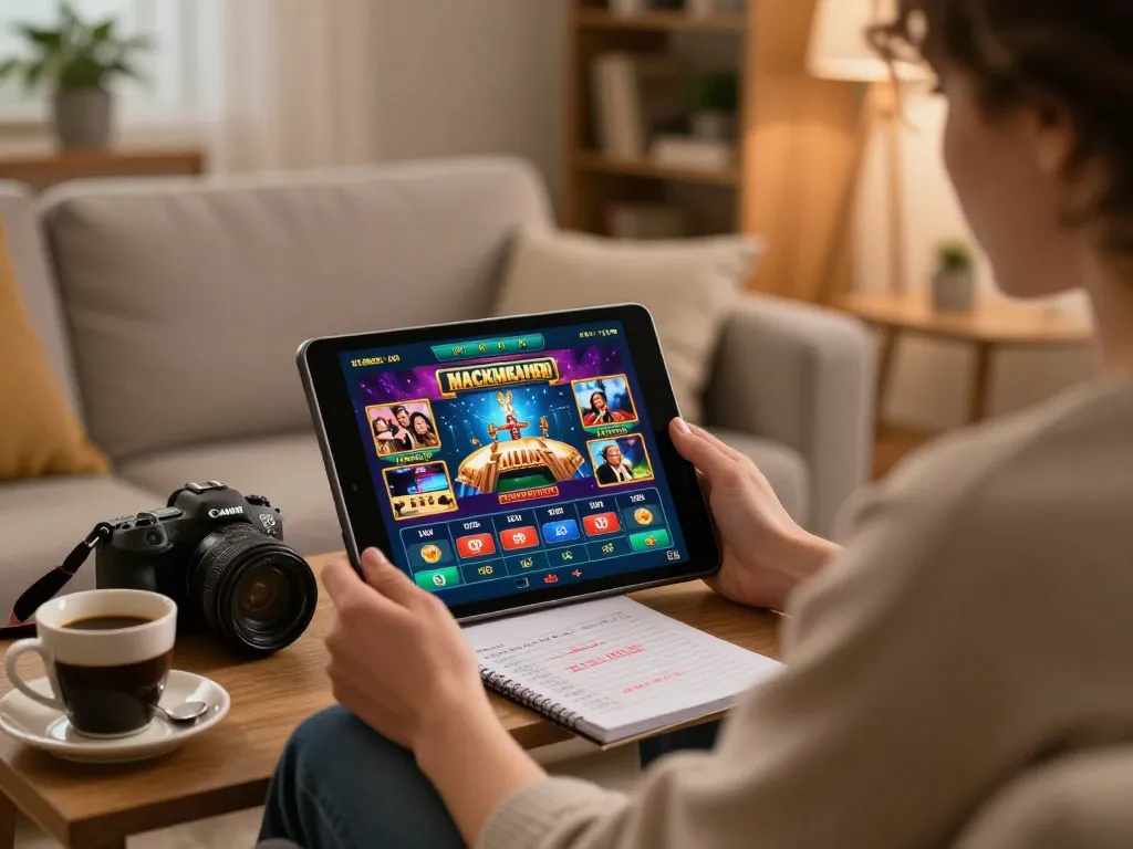 radiofairindia terlibat dalam permainan online dengan tablet di lingkungan rumah yang nyaman
