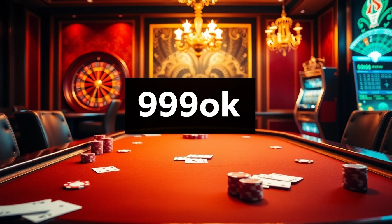 Engage with link 99ok at an exciting casino table, surrounded by vibrant poker chips and cards.