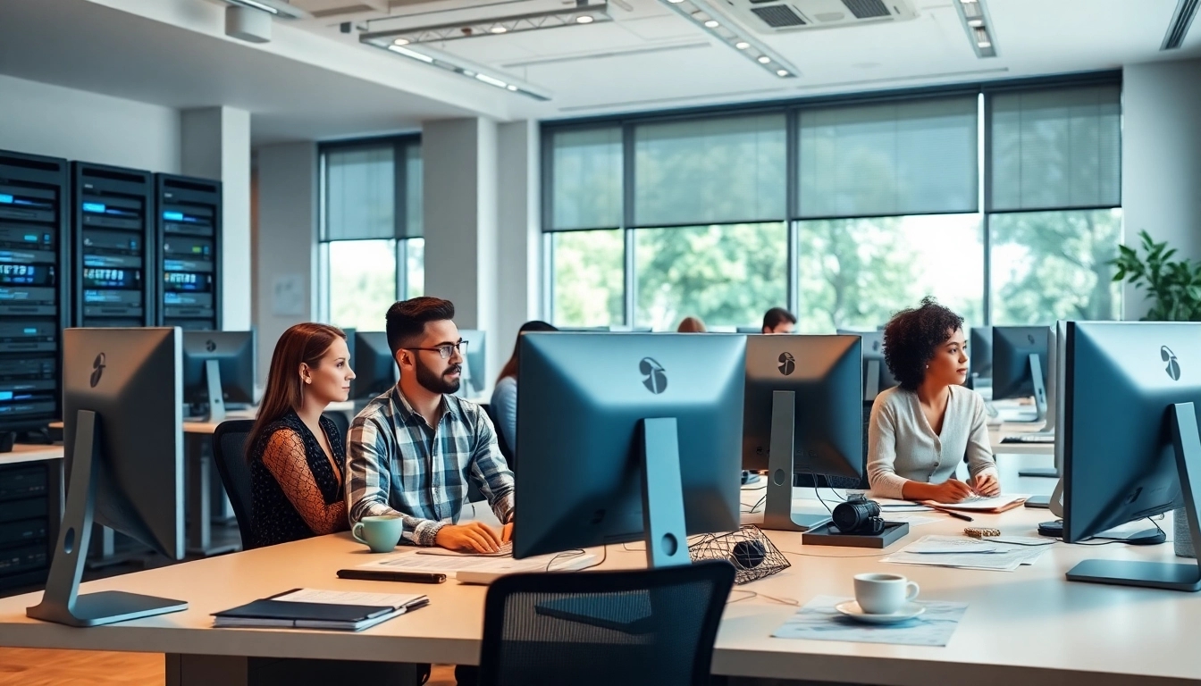 Engage in adult hosting with a dynamic workspace showcasing advanced technology and collaboration.