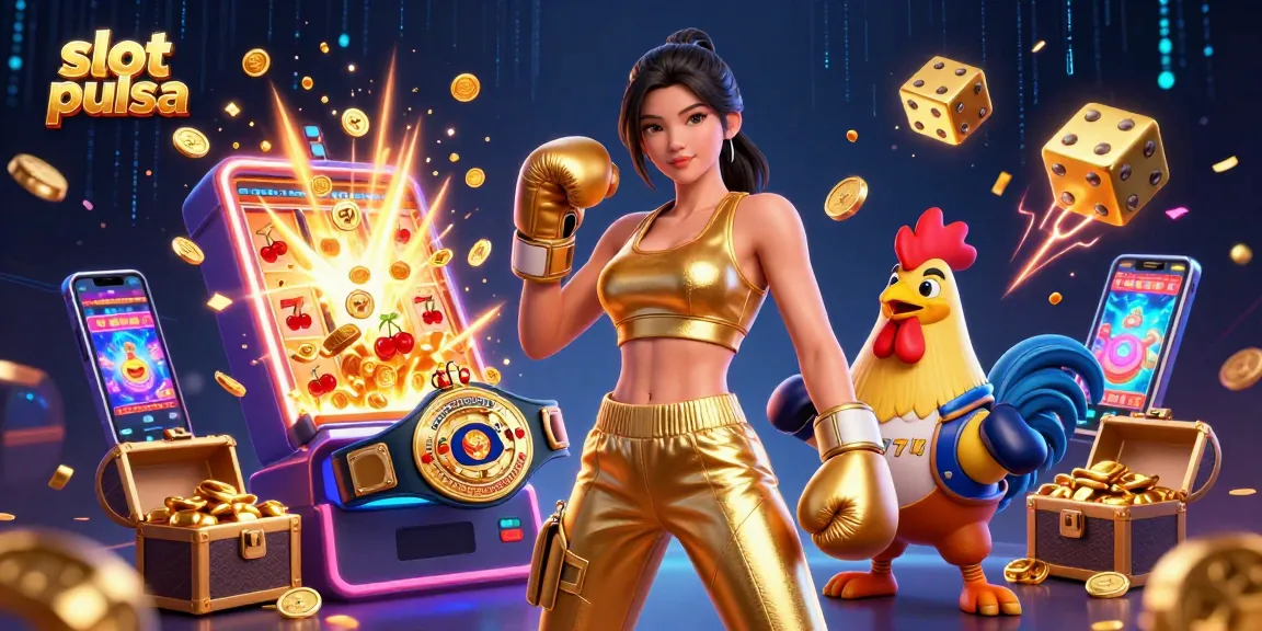 Experience winning moments with slot pulsa as characters celebrate in a vibrant casino setting.