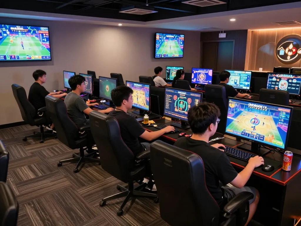 Pemain yang terlibat dengan ombak77 di lounge permainan bergaya, menampilkan kegembiraan kasino digital modern.