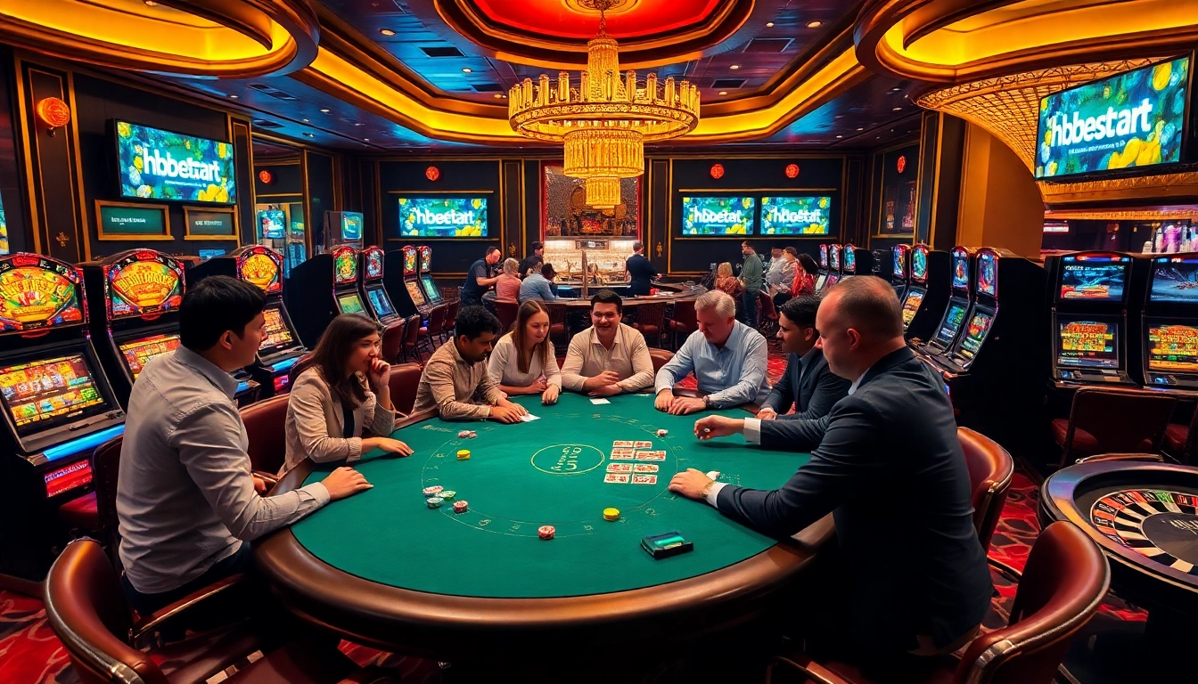 Experience the thrill of gaming with hbbet5.art at a luxurious casino poker table.