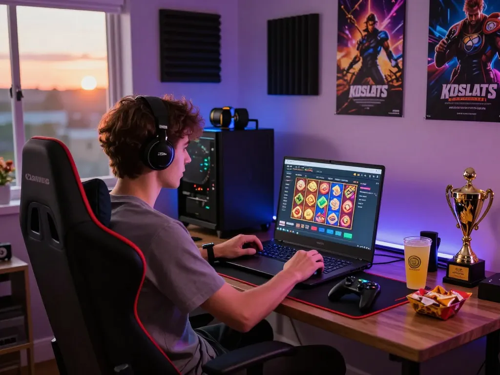 Engaged gamer on the KDSLOT platform enjoying a vibrant gaming session.