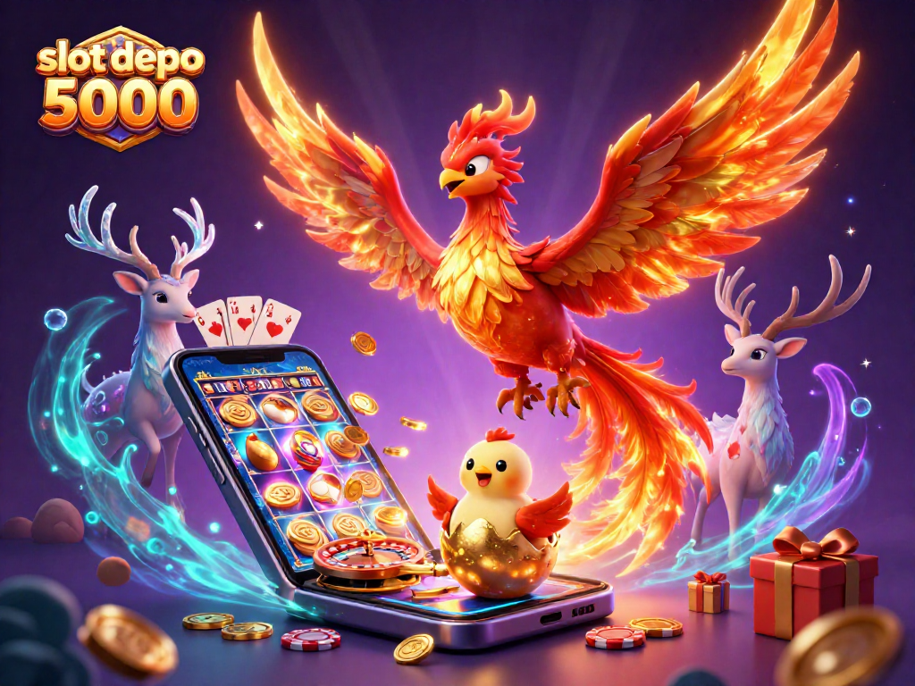 Experience thrilling gameplay at slot depo 5000 with vibrant slot reels and phoenix magic.