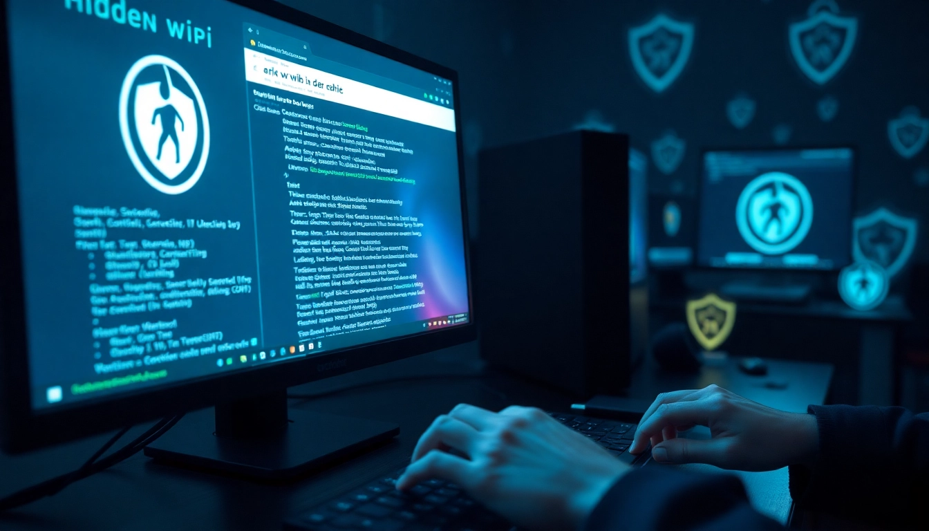 The hidden wiki interface displayed on a modern computer setup, showcasing secure dark web navigation.