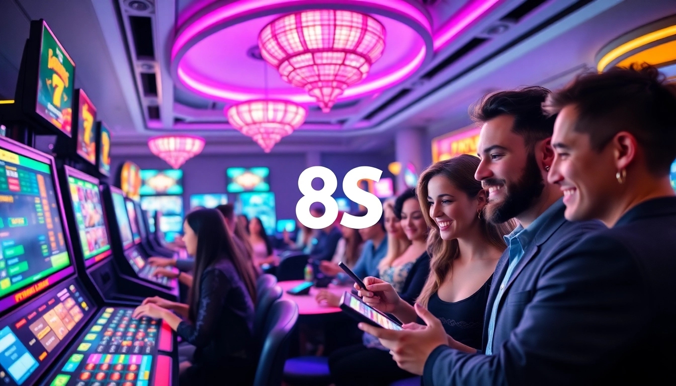 Engaging gaming experience at 8S with players enjoying sports betting and casino games.