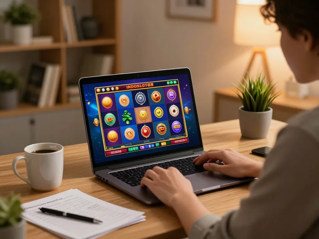 Experience the exciting gameplay at situs resmi INDOSLOT88 during a cozy home gaming session.
