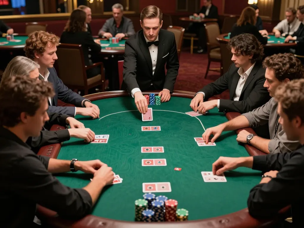 Aksi poker yang menarik menampilkan strategi todosobrecomunicacion di lingkungan kasino kelas atas.