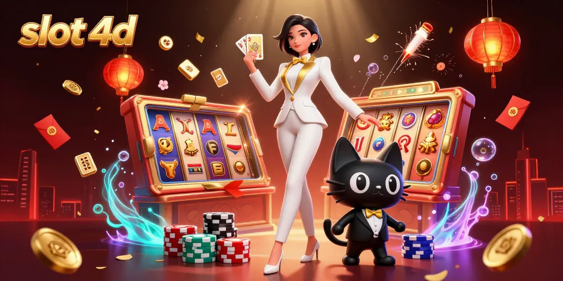 Ikuti aksi slot 4d yang mendebarkan dengan dealer glamor dan kucing tuxedo yang playful.