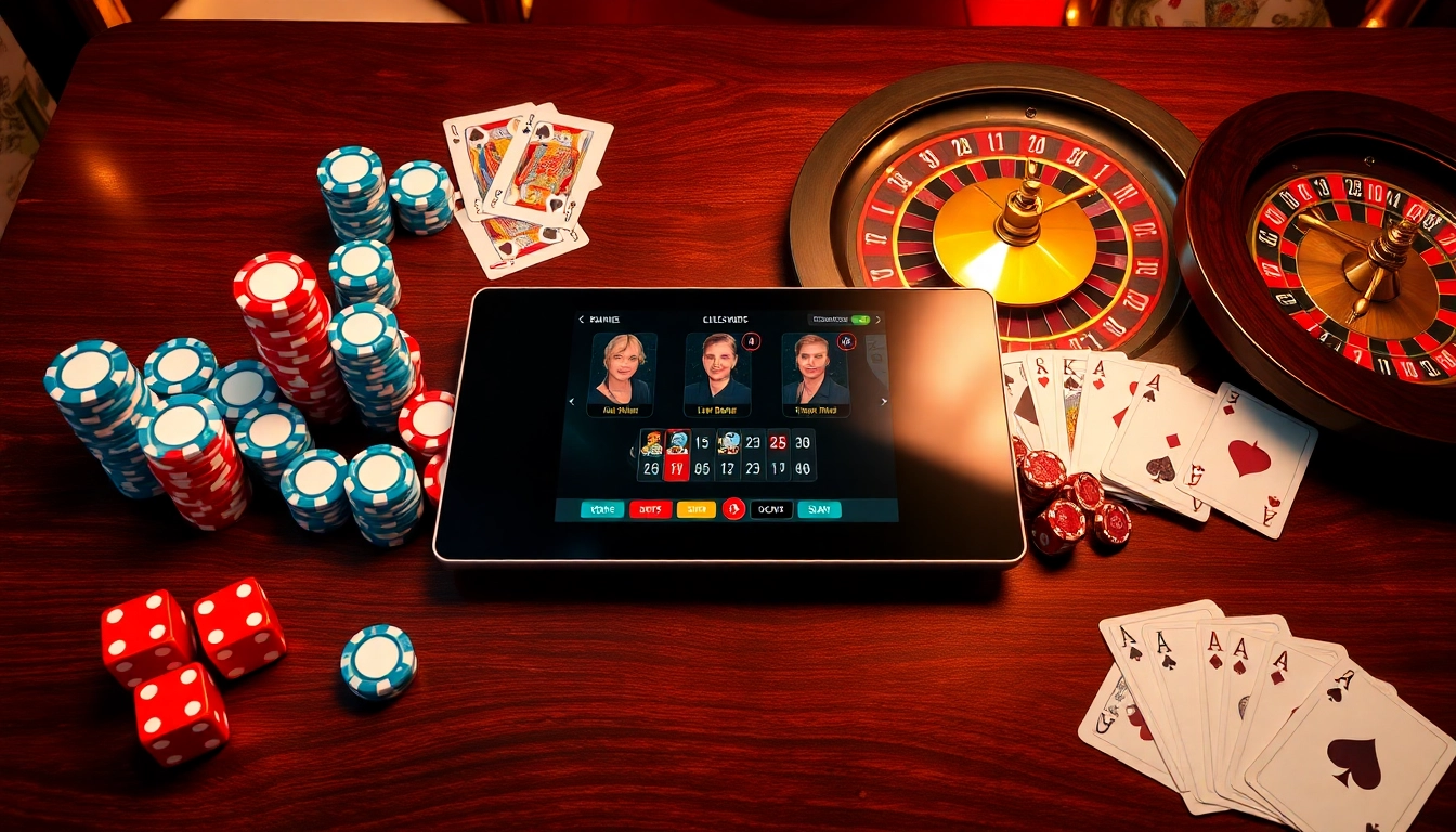 Strategic gambler placing bets on a digital interface at a Nhà cái uy tín casino with vibrant poker chips and roulette wheel