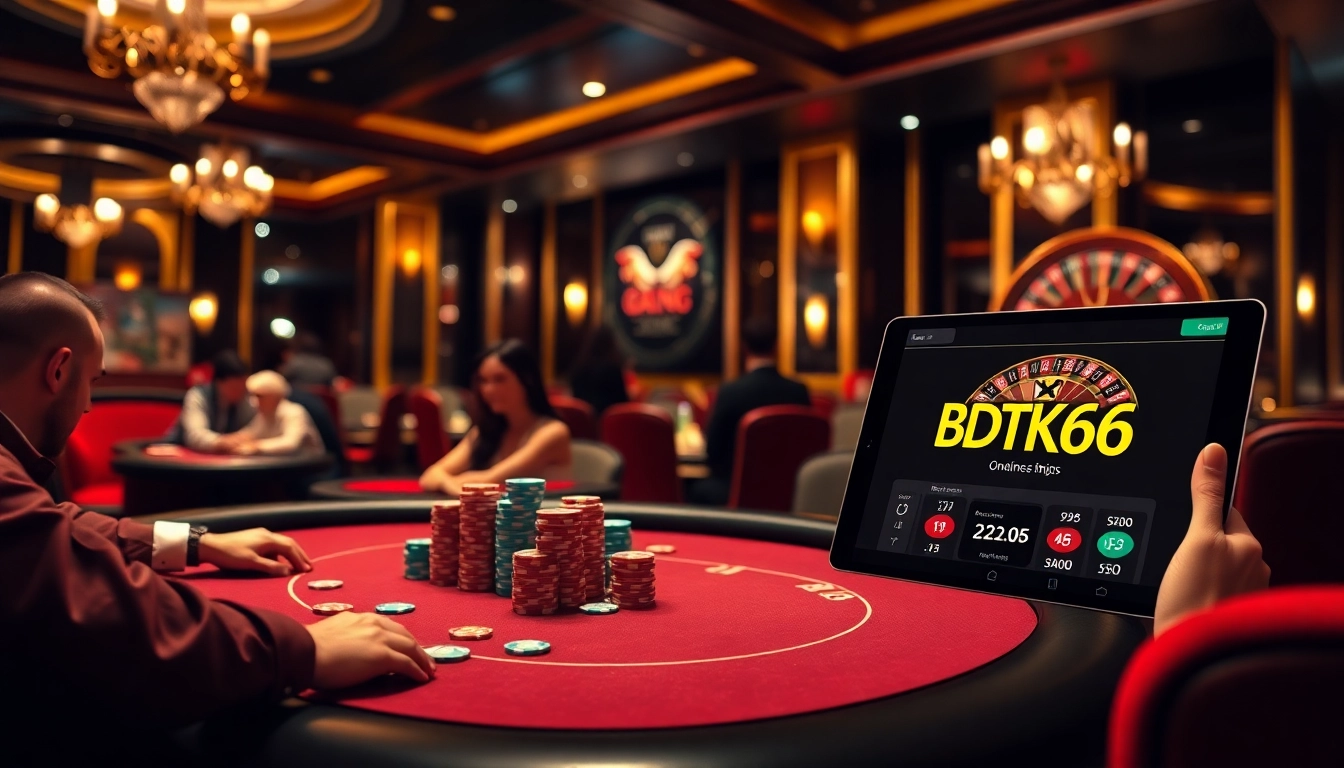 BDTK66 poker players competing at a high-stakes table in an elegant casino setting.