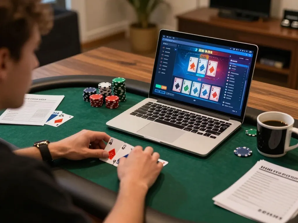 Engaging online poker game scene on https://gg888.world/ with player immersed in strategic gameplay