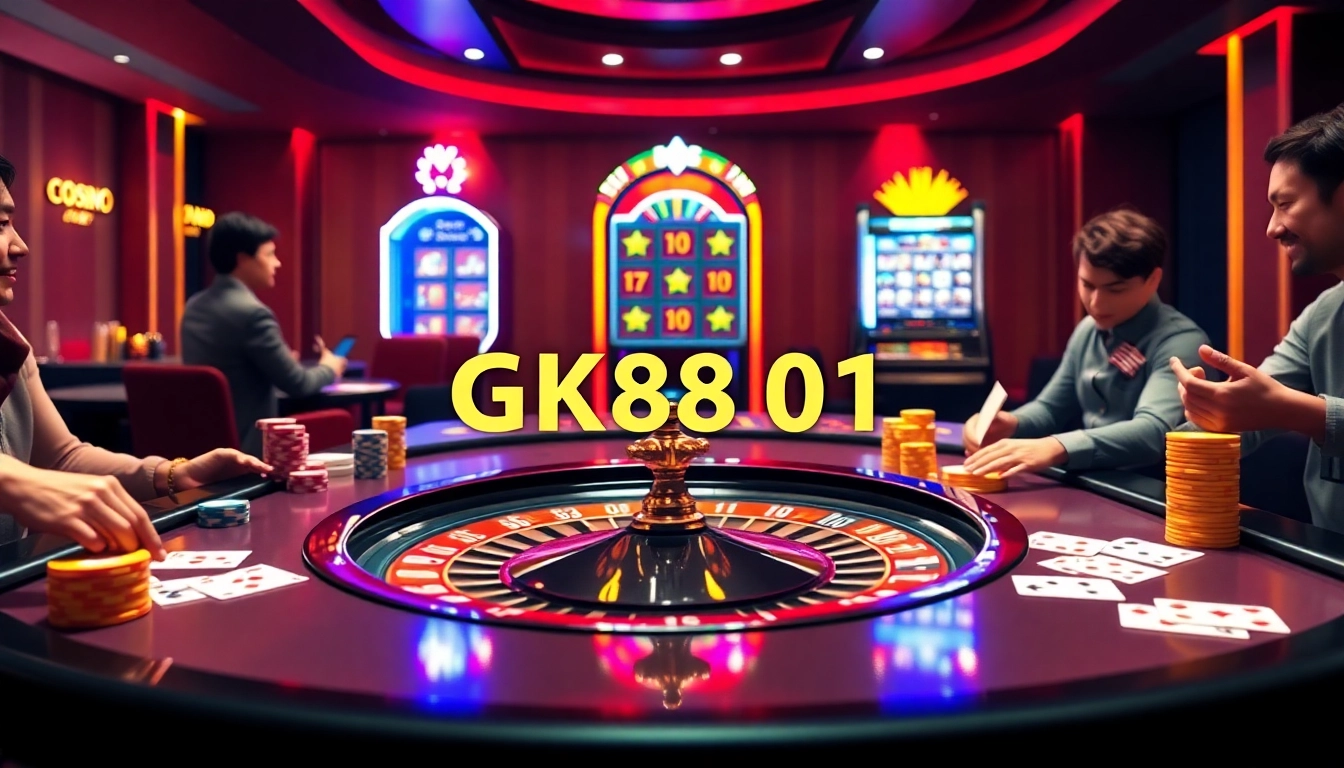 Experience the thrill of gambling with GK88 01 in this luxurious casino atmosphere.