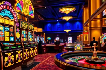 A thrilling moment at a casino showcasing a slot bonus new member promotion with vibrant machines and colorful chips.