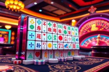 Spin the reels on the demo slot mahjong machine surrounded by exciting casino elements.