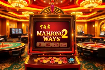 Rasakan permainan yang mendebarkan dengan mesin slot Mahjong Ways 2 di kasino kelas atas yang menampilkan meja poker dan chip taruhan yang berwarna-warni.