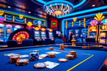 Experience the excitement of the ph365 blue edition at a luxurious casino table filled with cards and chips.
