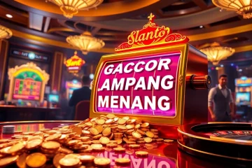 Rasakan slot gacor gampang menang dengan pemain yang menang besar di kasino mewah, menampilkan mesin slot yang cerah.