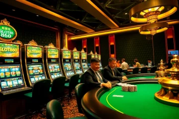 Experience the thrill of เว็บตรง SLOT888 in a vibrant casino filled with luxurious slot machines and exciting gameplay.