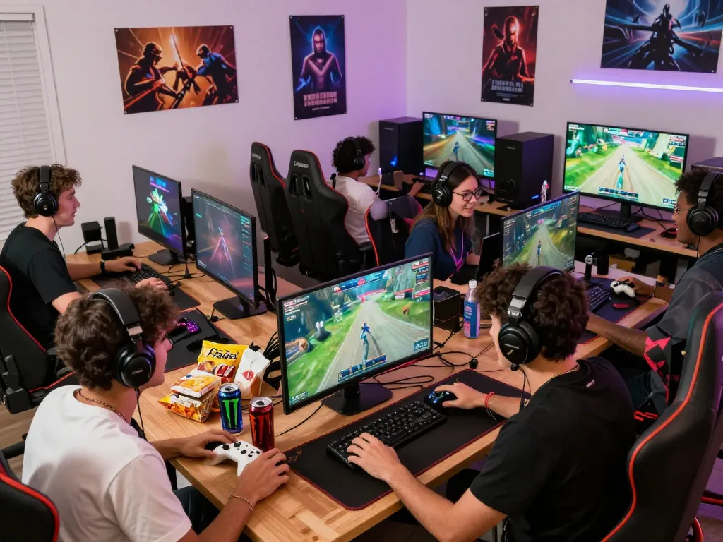 Engaged players immersed in a multiplayer gaming experience at fabetz88.com, showcasing diversity and excitement.