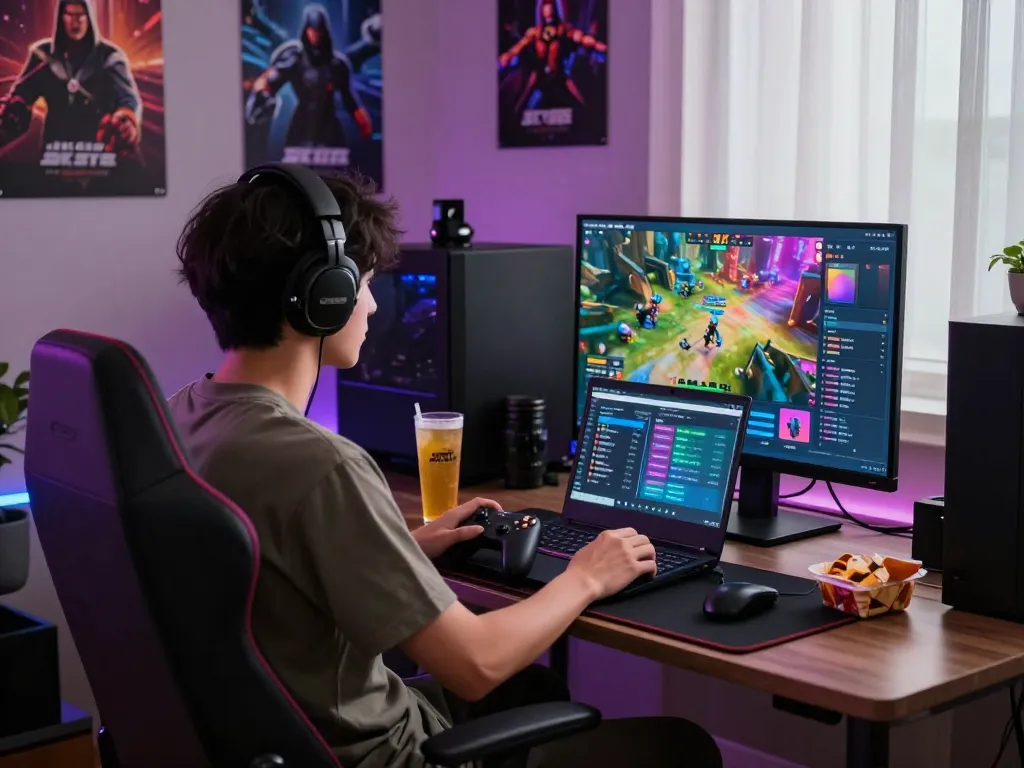Engaging gaming setup with SKY88 interface and vibrant graphics.